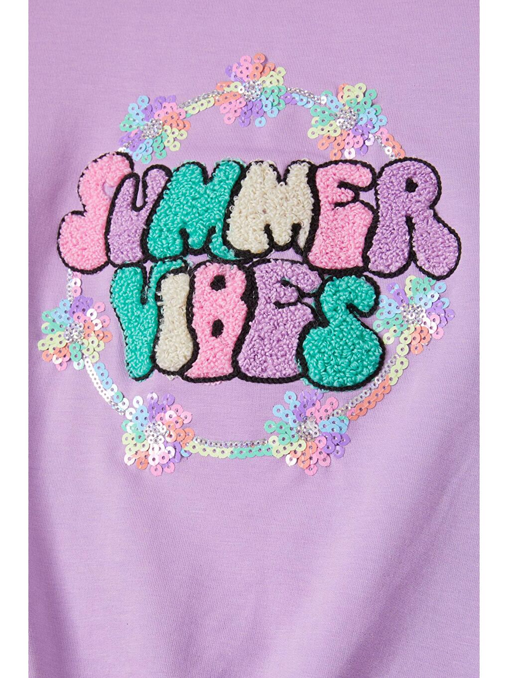 Lila Summer Yazı Nakışlı Kız Çocuk Sweatshirt 16588-1