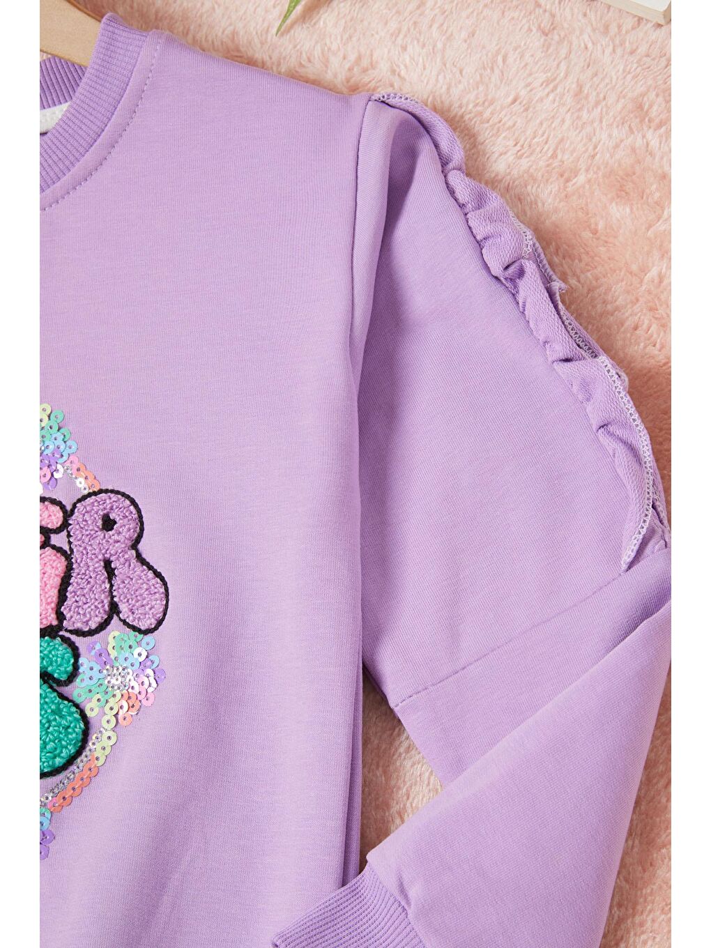 Lila Summer Yazı Nakışlı Kız Çocuk Sweatshirt 16588-2
