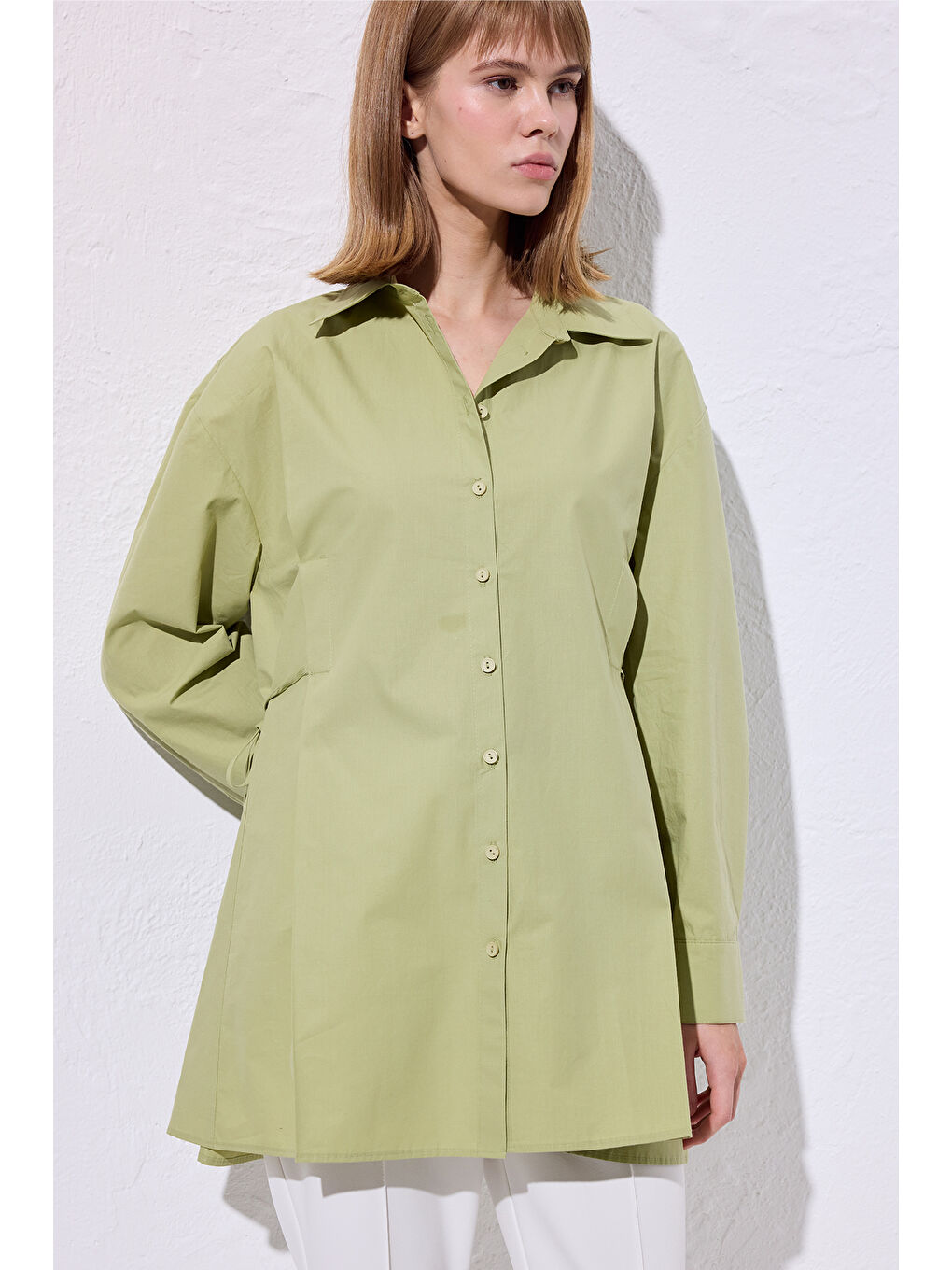 Bağlama Detaylı Gömlek Yeşil-1
