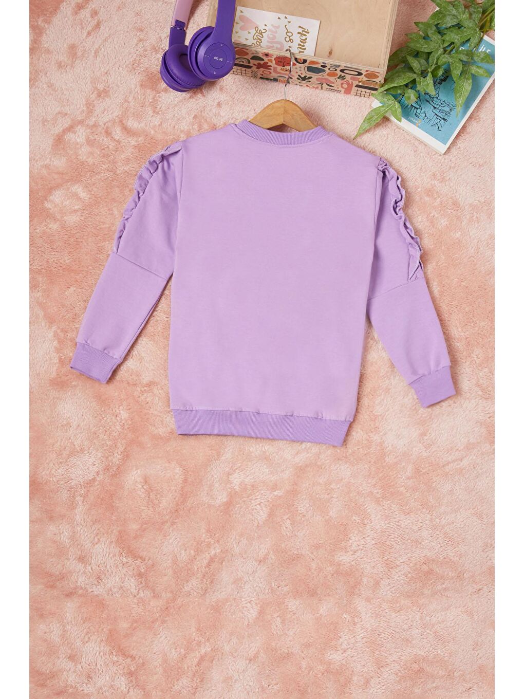 Lila Summer Yazı Nakışlı Kız Çocuk Sweatshirt 16588-3