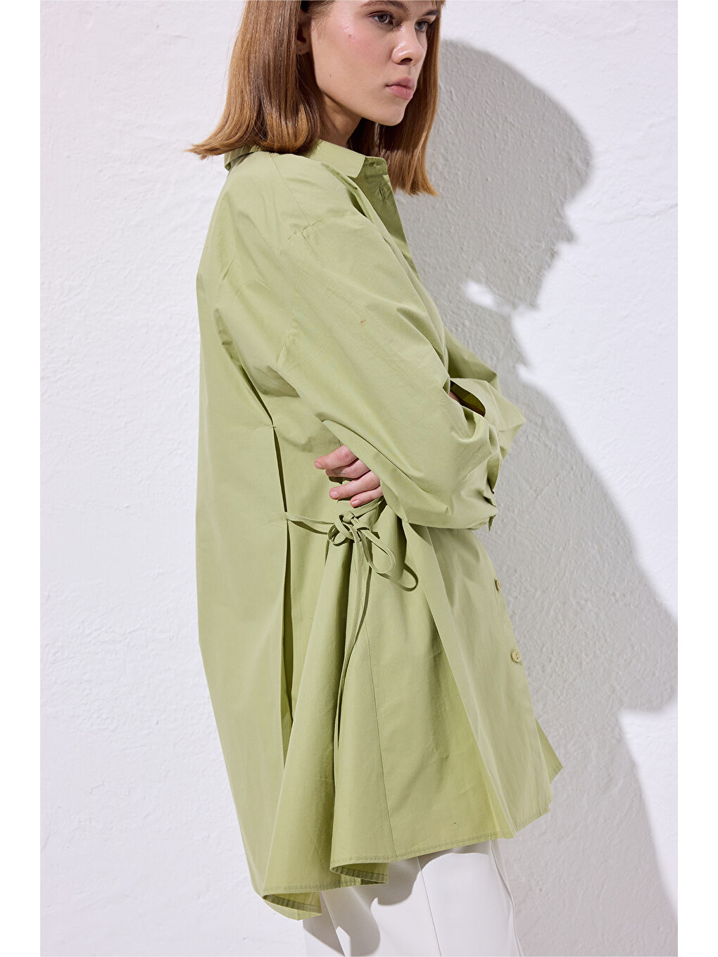 Bağlama Detaylı Gömlek Yeşil-2