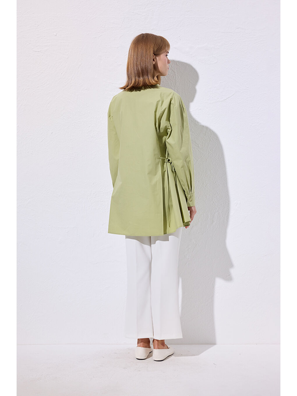 Bağlama Detaylı Gömlek Yeşil-3