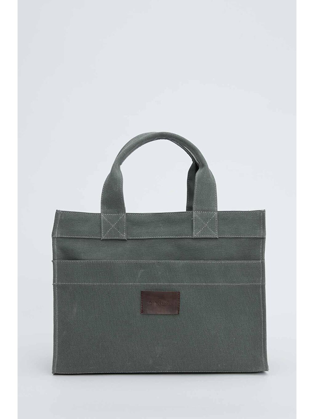 Yıkama Efektli Medium Kanvas Çanta Haki-4