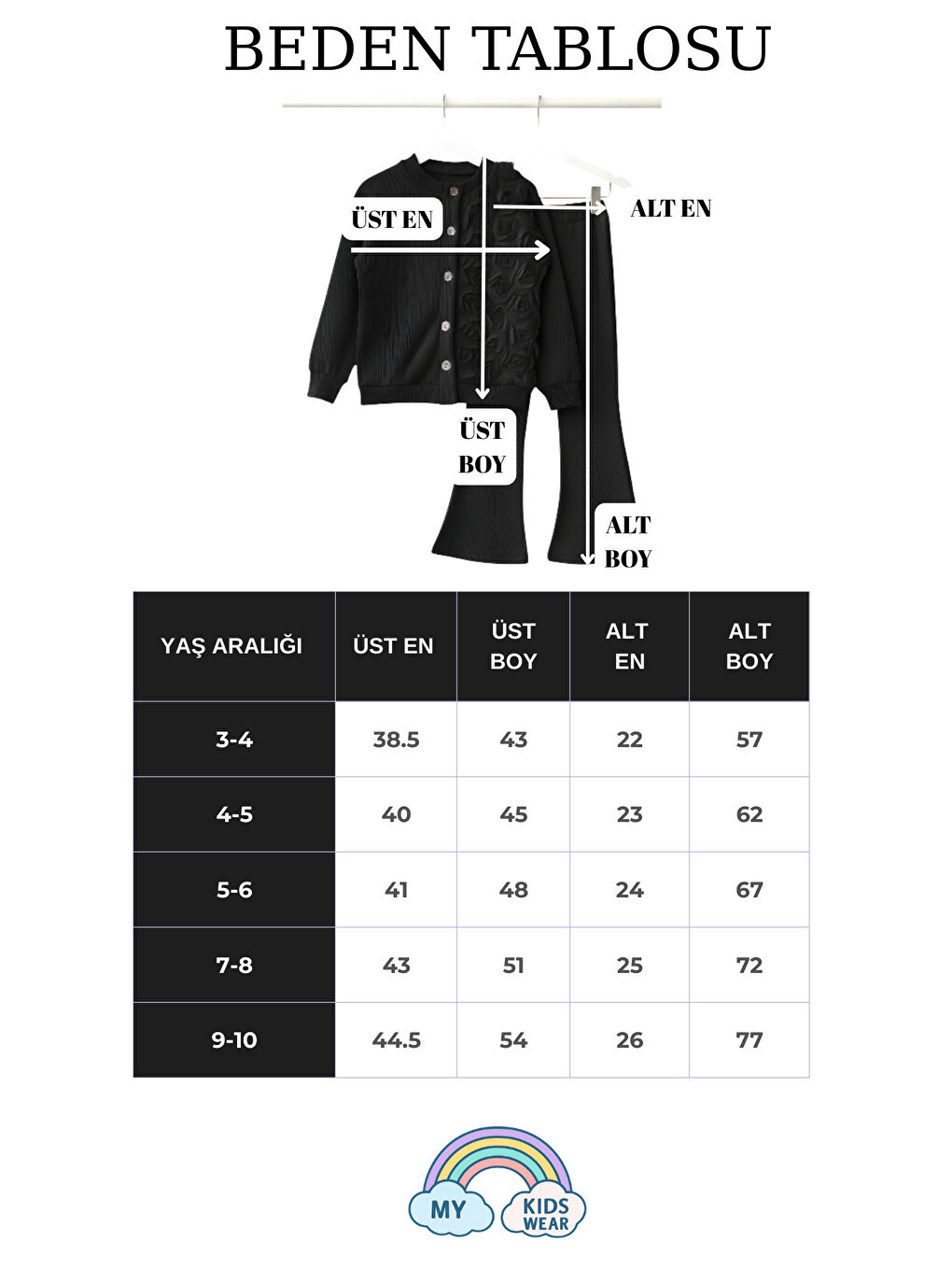 Siyah Kız Çocuk Tül Gül Aplikeli Triko Hırka İkili Takım 3-10 Yaş 12301-2