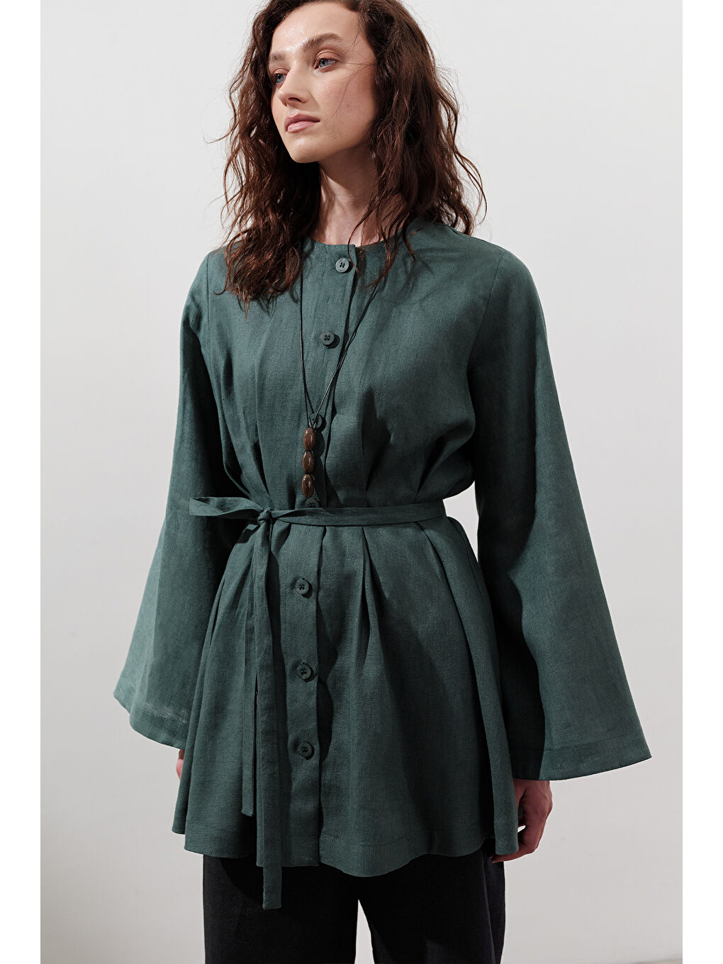 Keten Pensli Tunik Petrol-1