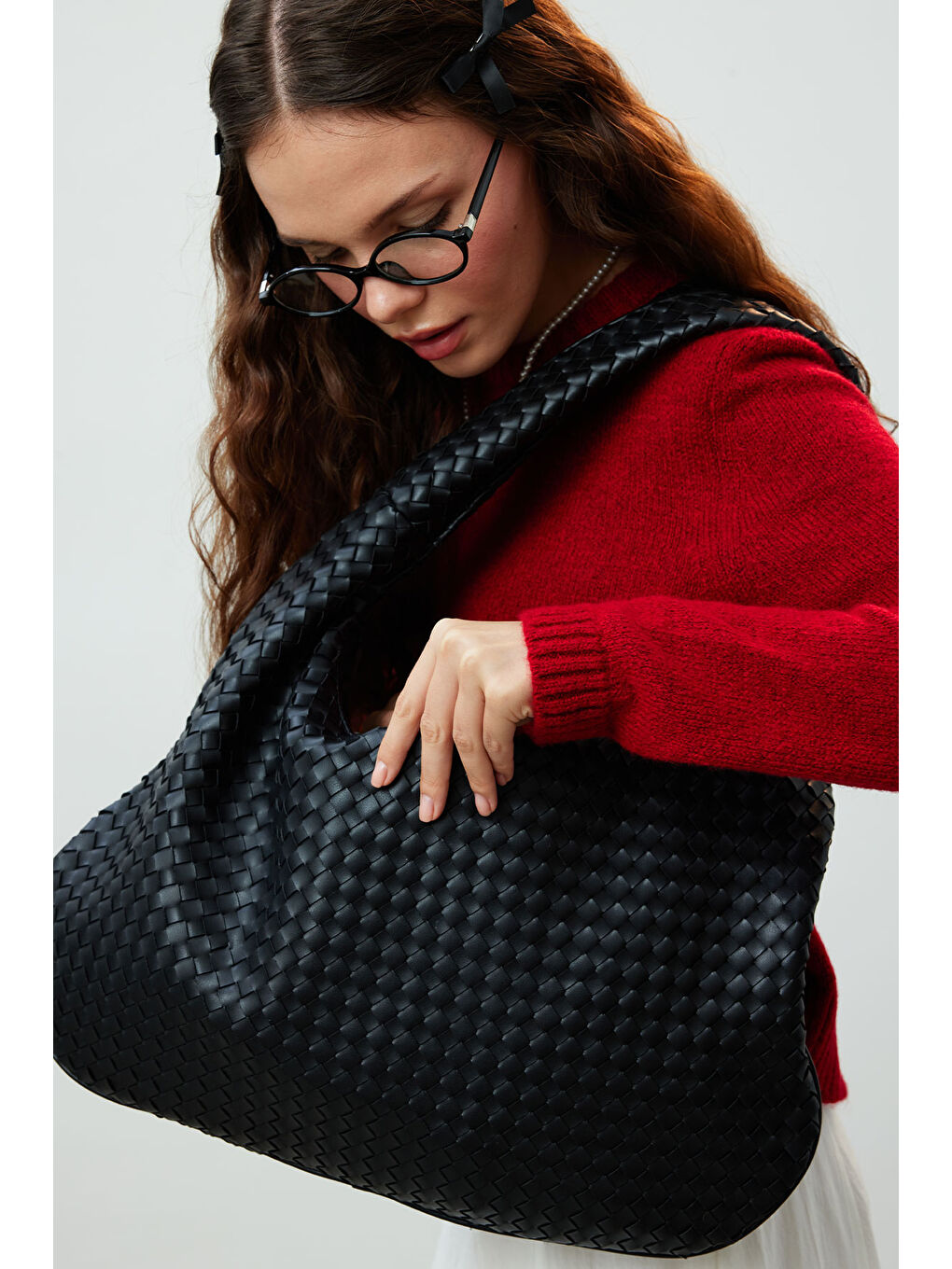 Frances Örgü Büyük Çanta Siyah-3