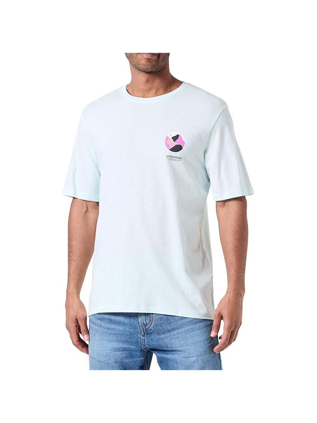 Jack & Jones Lafayette 1 Erkek Mavi Yuvarlak Yaka Tişört