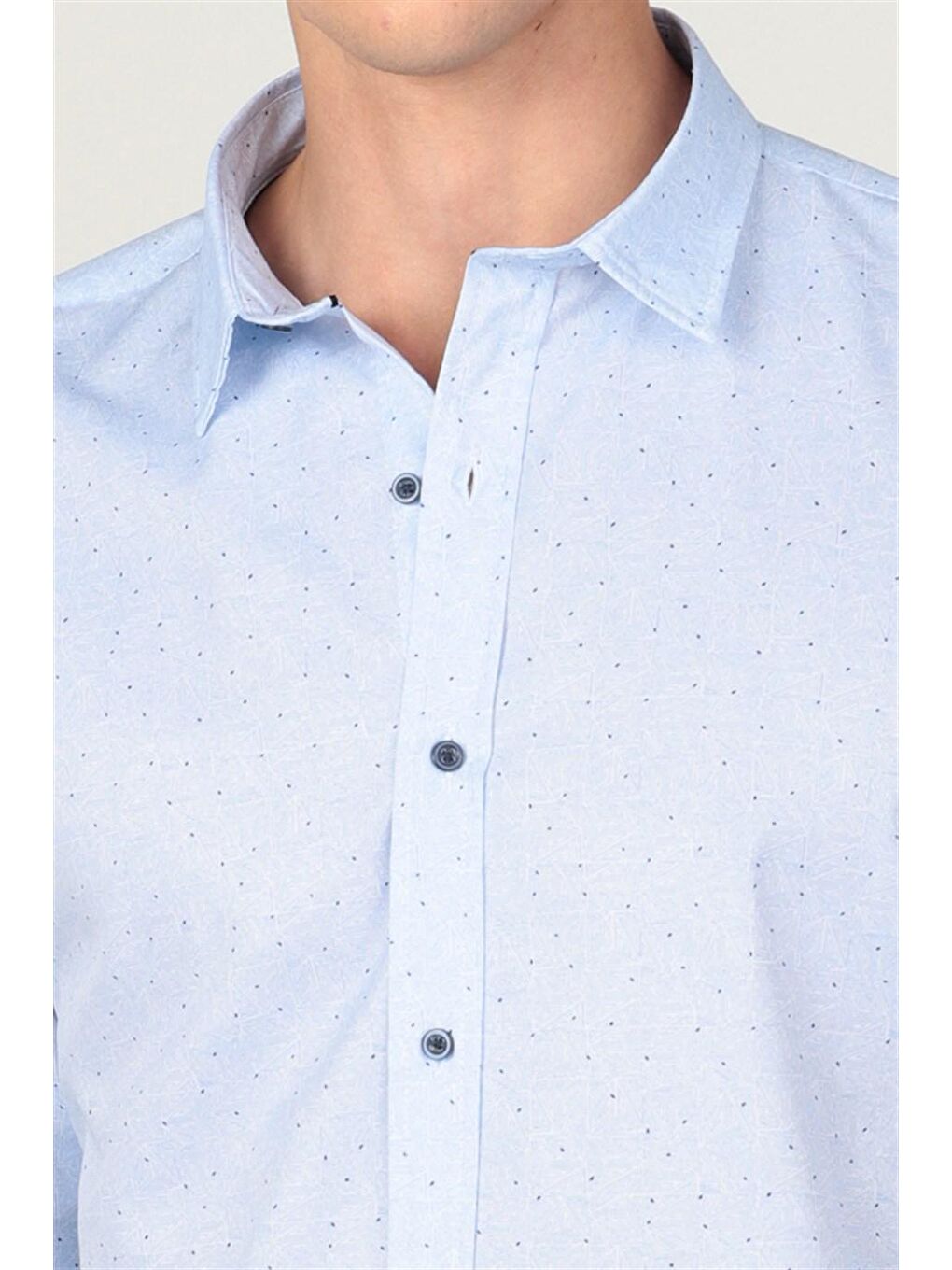 Mavi Slım Fit Uzun Kol Baskılı Desenli Erkek Gömlek-2