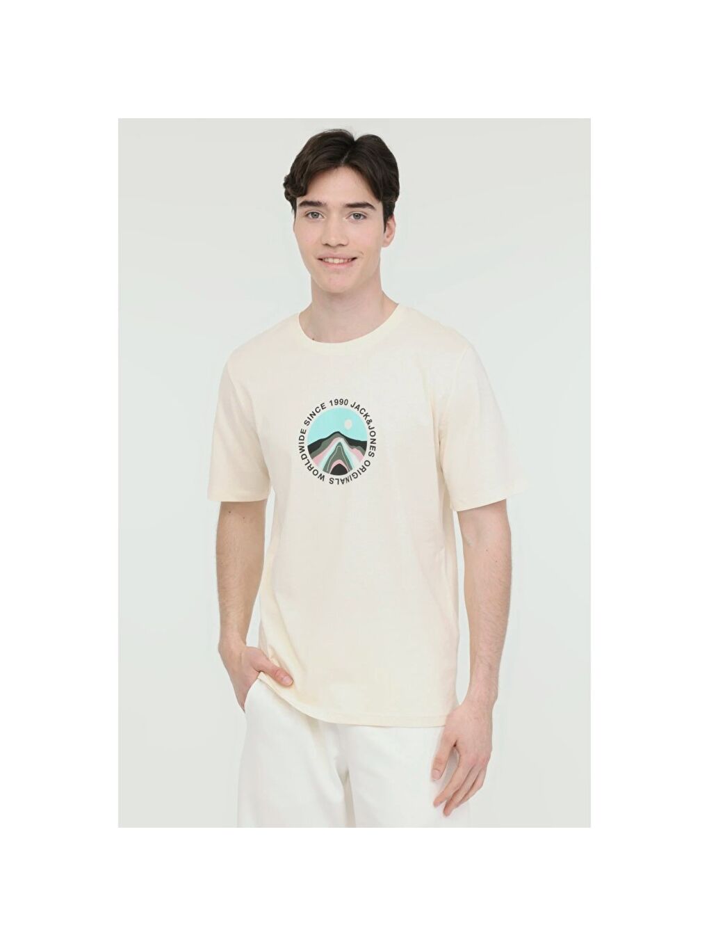 Lafayette 1 Erkek Bej Yuvarlak Yaka Tişört