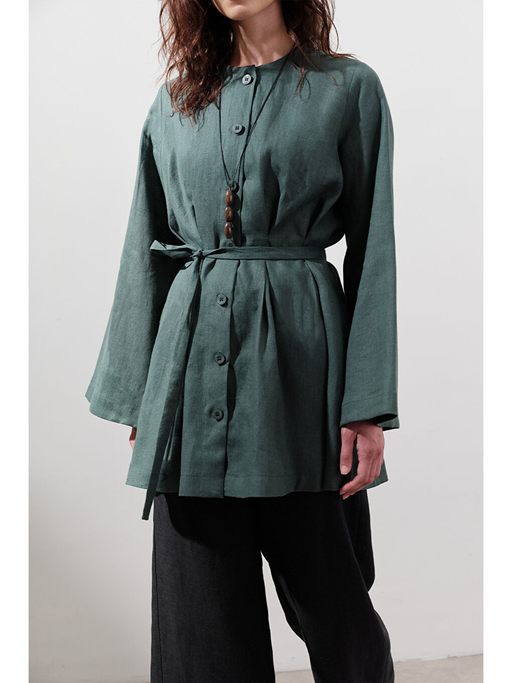 Keten Pensli Tunik Petrol-5