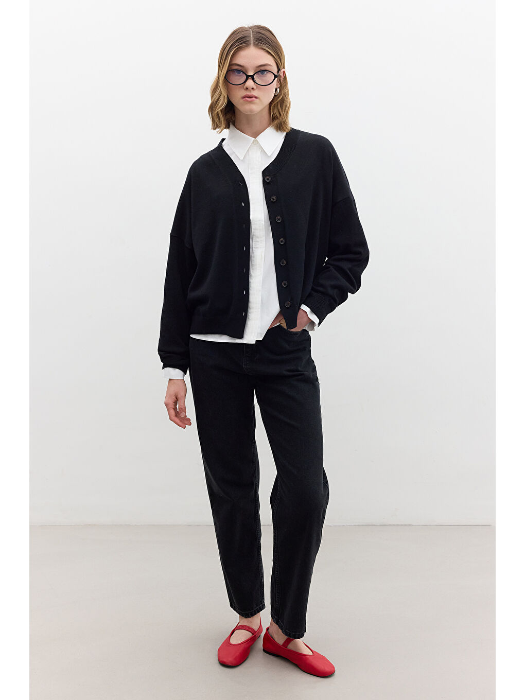 Yumuşak Dokulu Oversize Triko Hırka Siyah-2