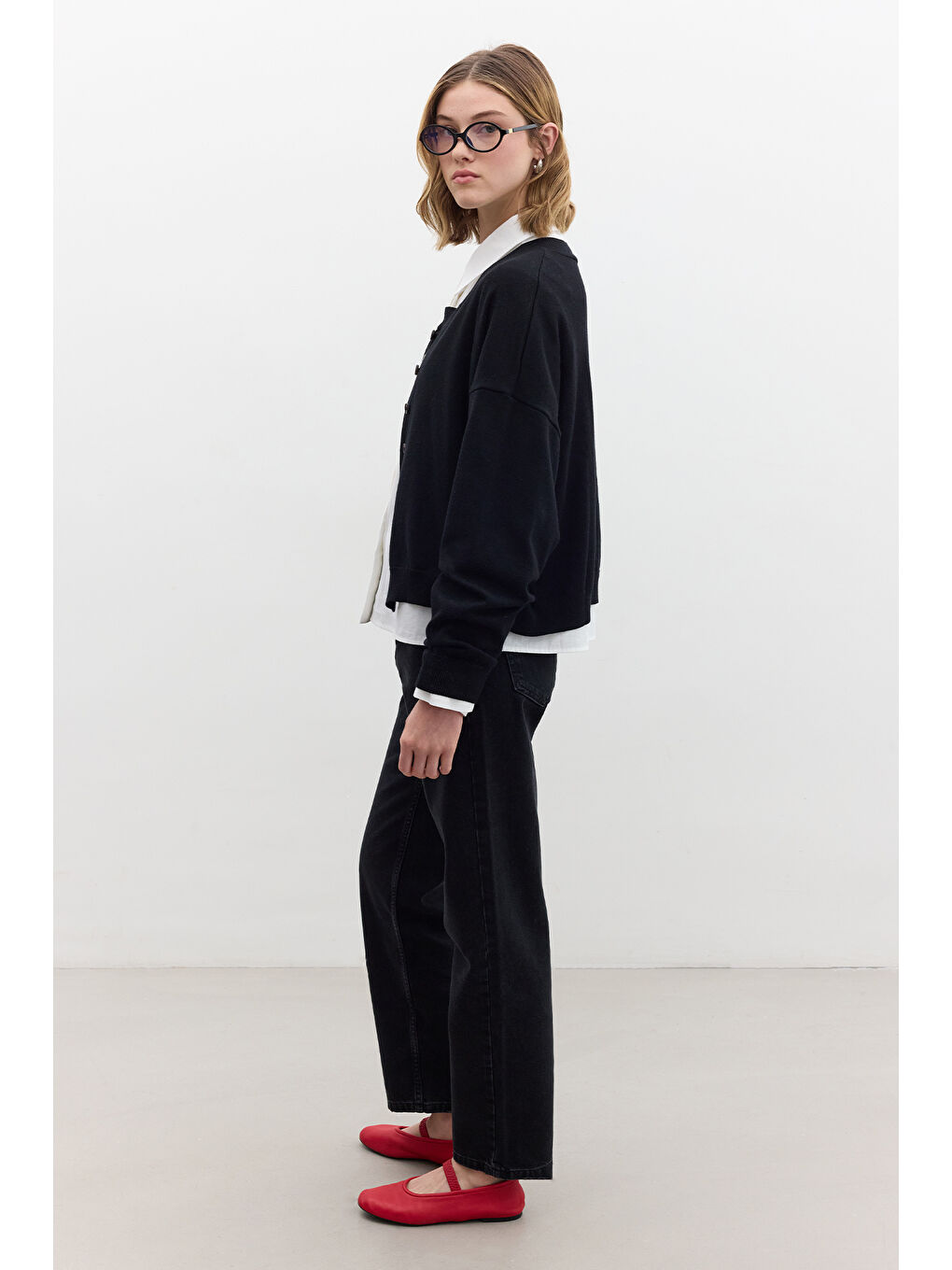 Yumuşak Dokulu Oversize Triko Hırka Siyah-3