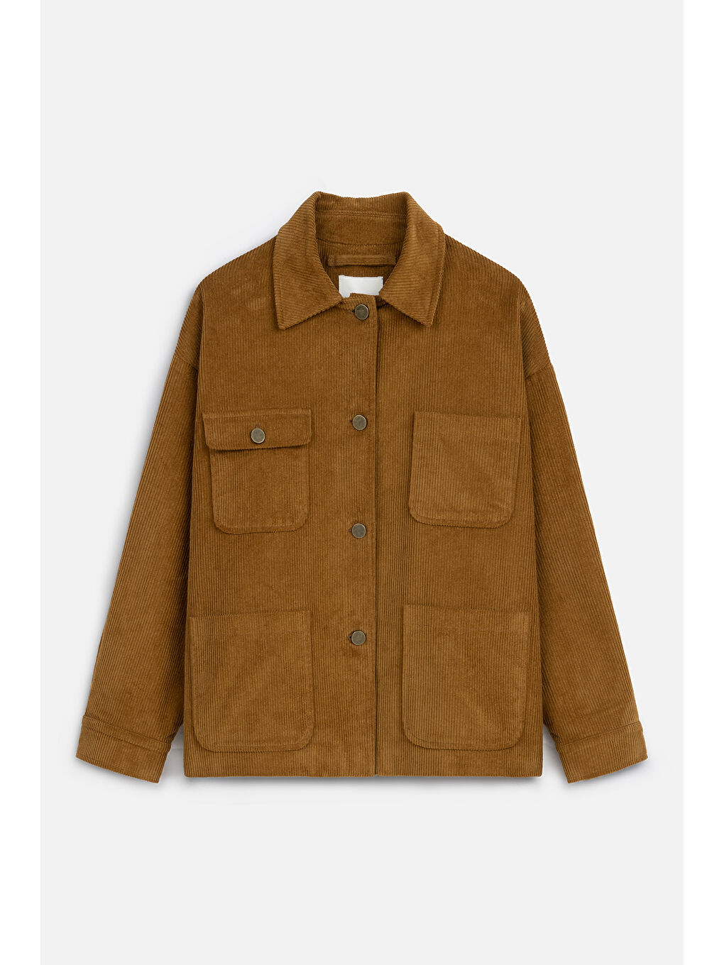 Kahverengi Fitilli Kadife Oversize Ceket Kiremit-3