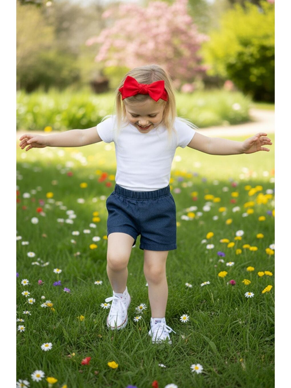 İndigo Kız Çocuk Jean Şort ve Bandana-3