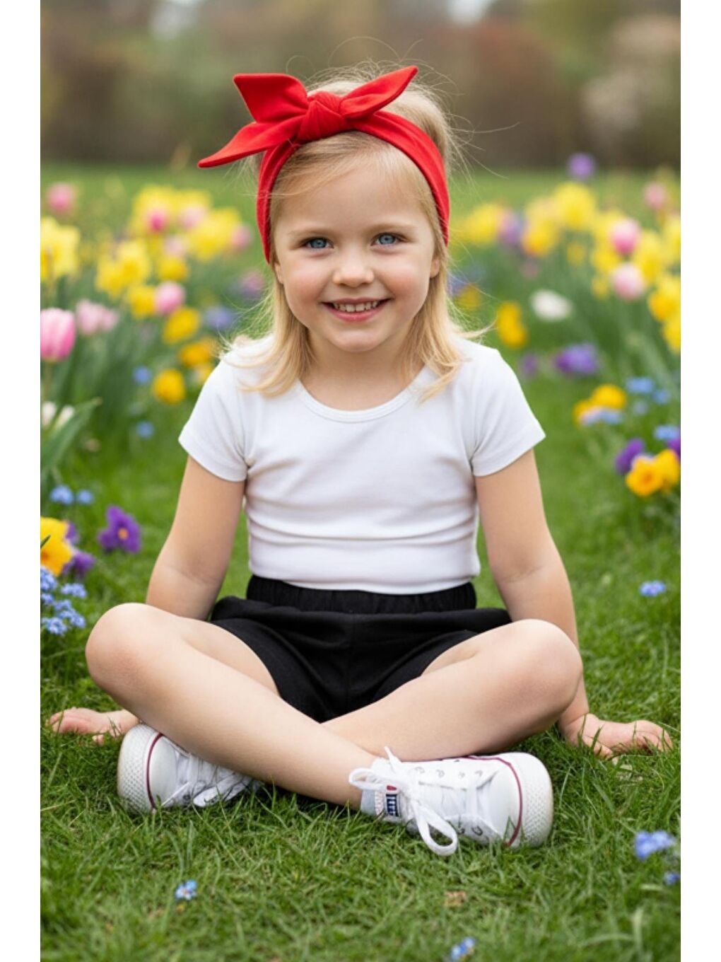 Siyah Kız Çocuk Jean Şort ve Bandana-2