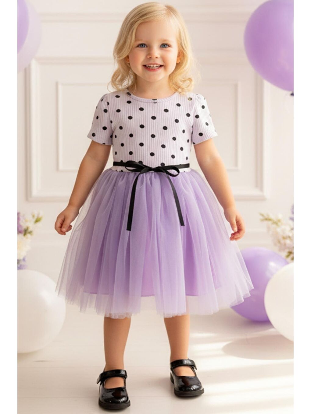 Kız Çocuk Magnolia Puanlı Tütü Lila Elbise