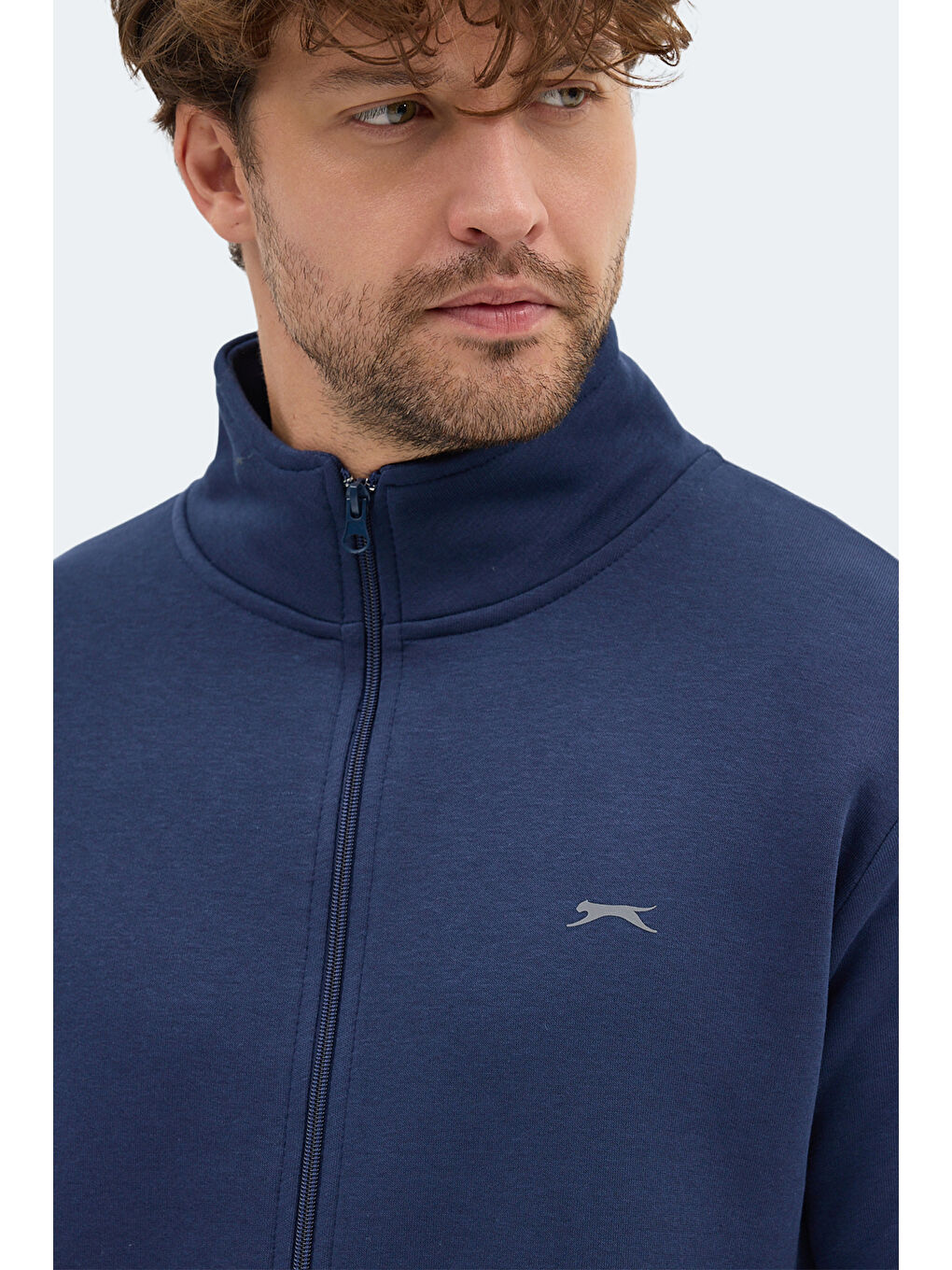 MENDOZA I Erkek Fermuarlı Dik Yaka Cepli Lacivert Sweatshırt-1