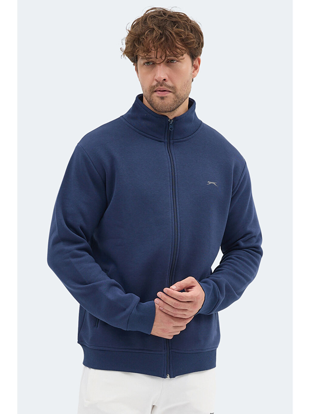 MENDOZA I Erkek Fermuarlı Dik Yaka Cepli Lacivert Sweatshırt-2