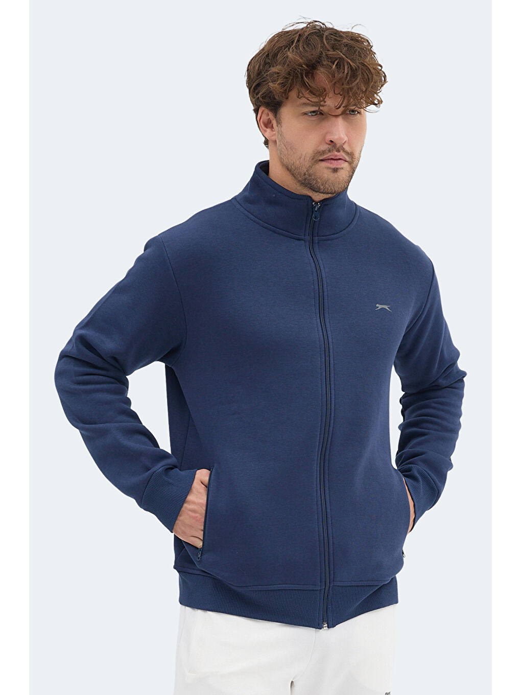 MENDOZA I Erkek Fermuarlı Dik Yaka Cepli Lacivert Sweatshırt-3