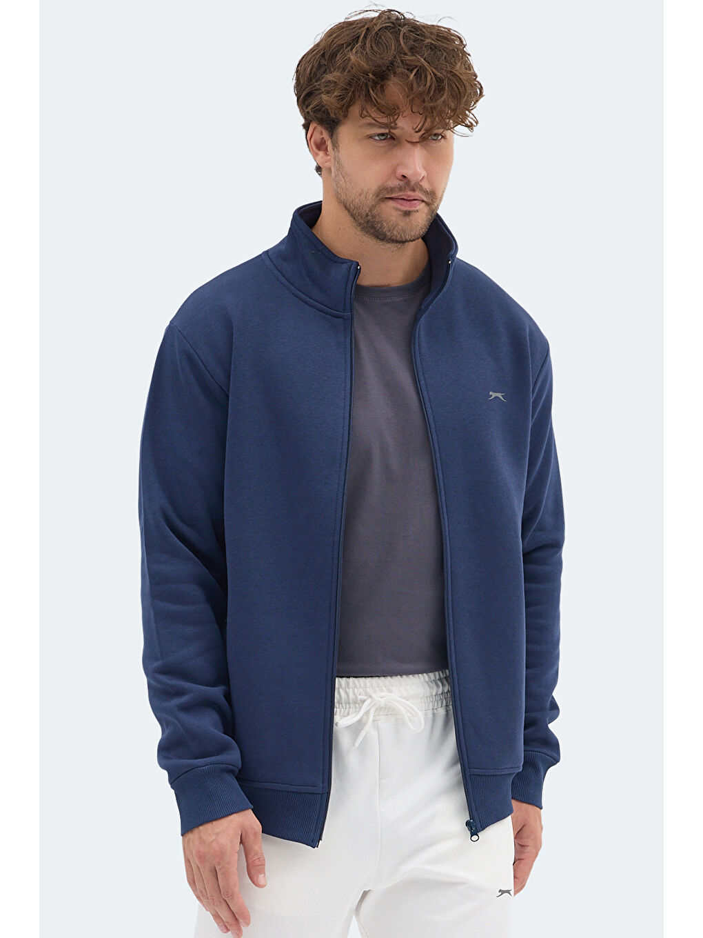 MENDOZA I Erkek Fermuarlı Dik Yaka Cepli Lacivert Sweatshırt-5