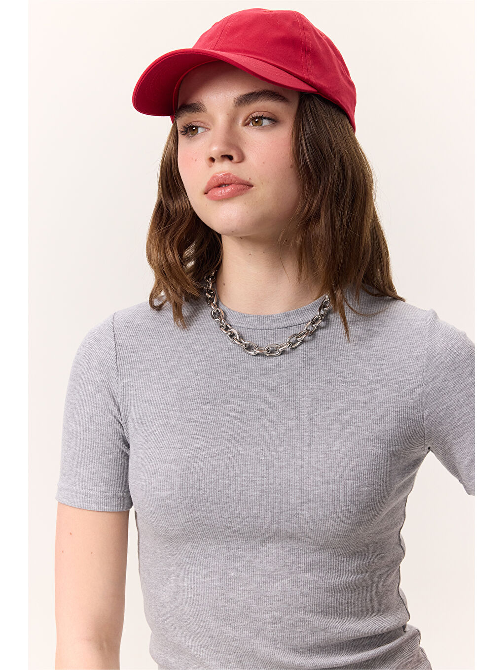 Kısa Kollu Rıbana Body Gri Melanj-2