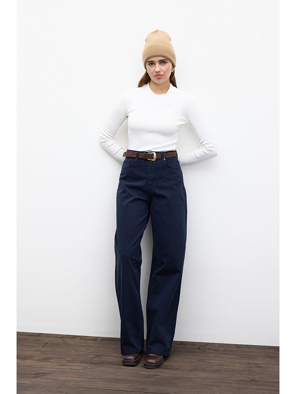 Gabardin Baggy Pantolon Lacivert