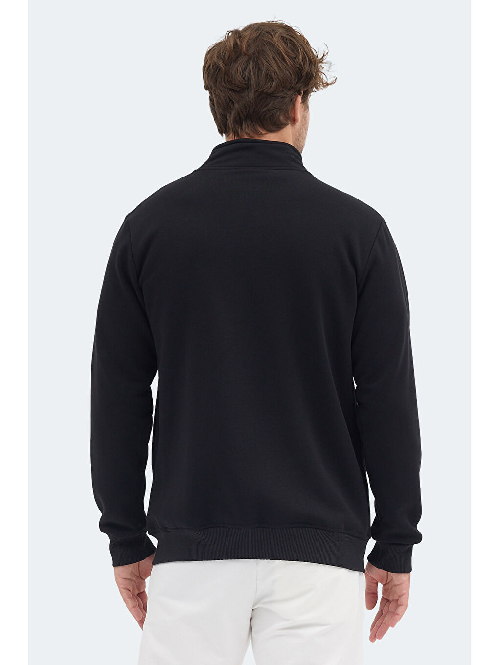 MENDOZA I Erkek Fermuarlı Dik Yaka Cepli Siyah Sweatshırt-2