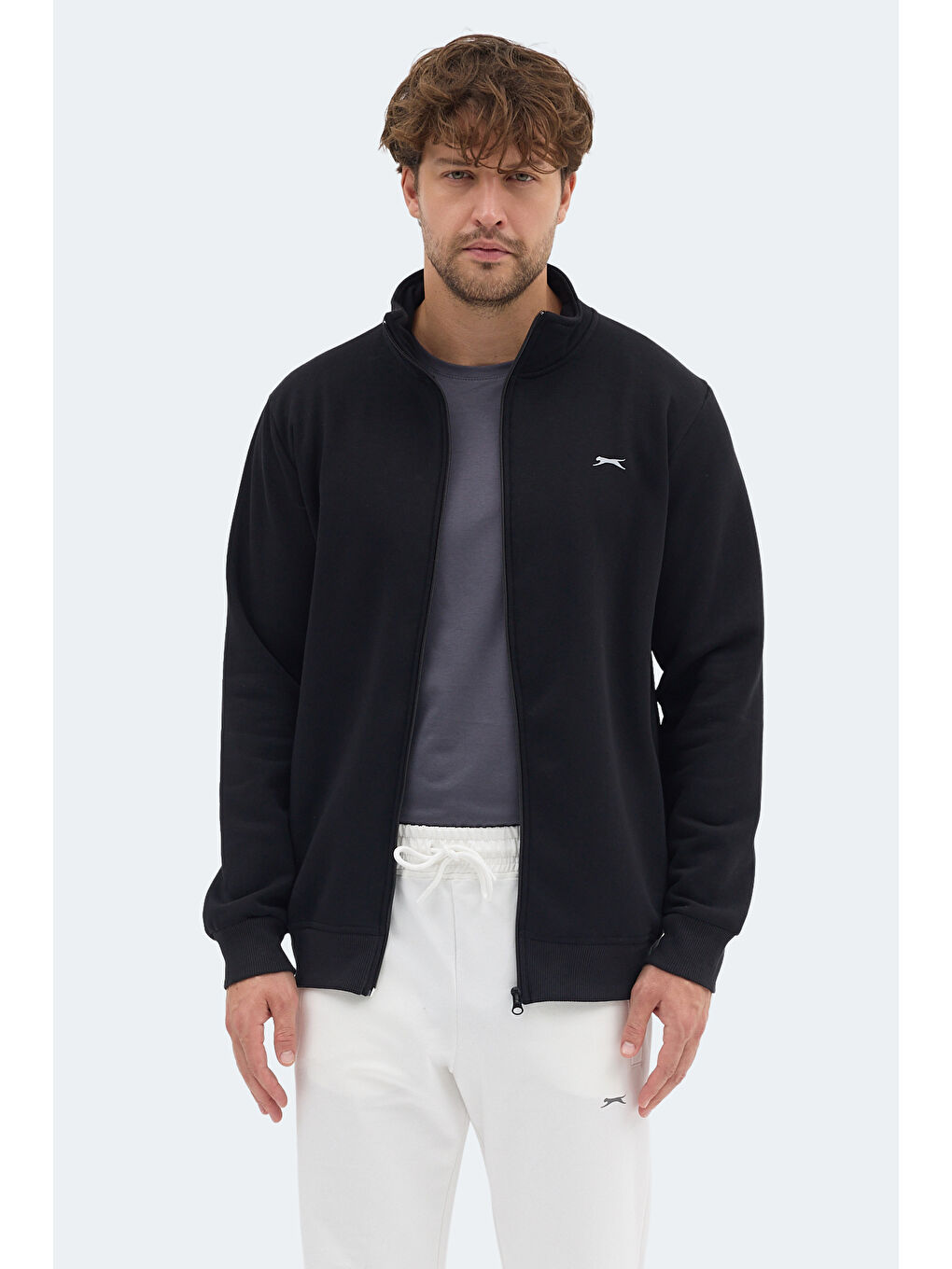 MENDOZA I Erkek Fermuarlı Dik Yaka Cepli Siyah Sweatshırt-5