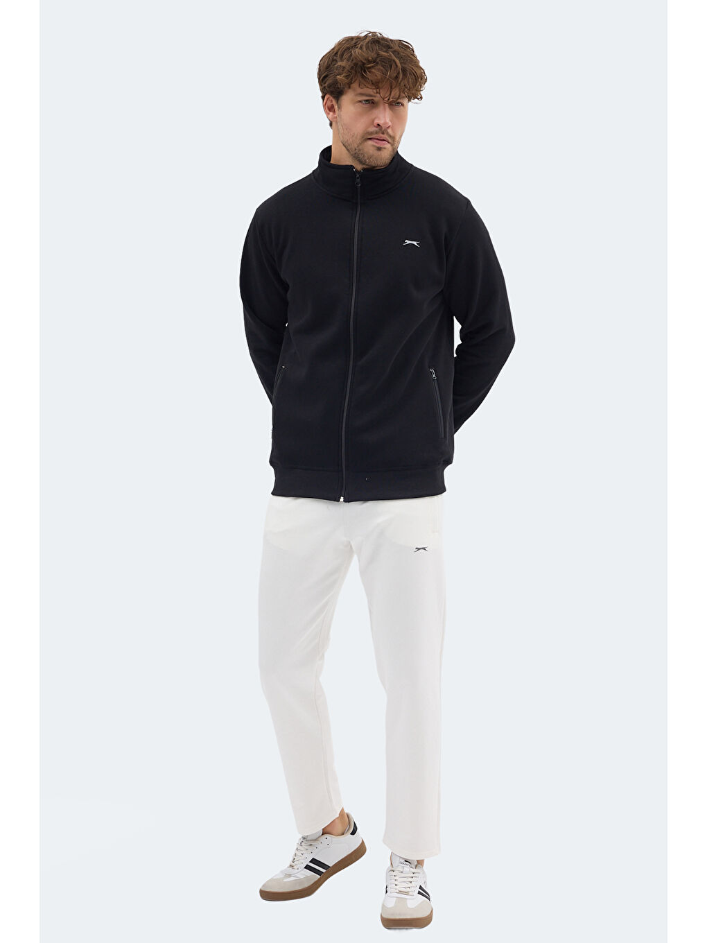 MENDOZA I Erkek Fermuarlı Dik Yaka Cepli Siyah Sweatshırt-6