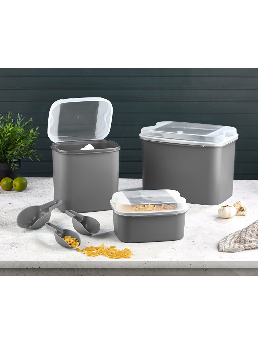 VP-038 Masal Saklama Kabı Seti 10 Lt+ 4,5 Lt+1,6 Lt Gri-1