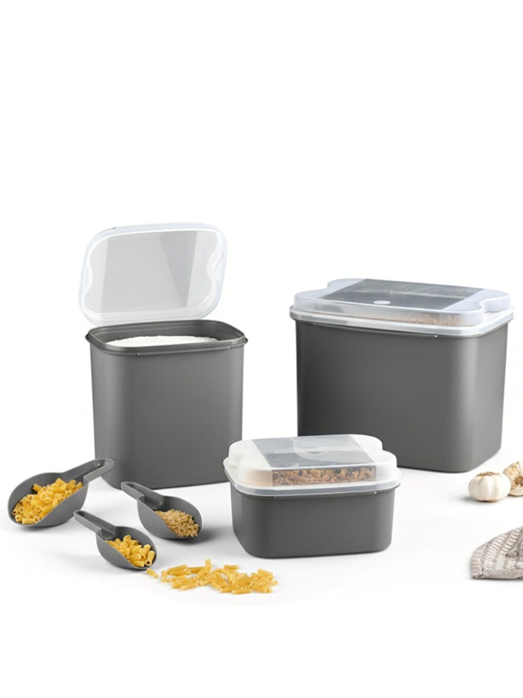 VP-038 Masal Saklama Kabı Seti 10 Lt+ 4,5 Lt+1,6 Lt Gri-2