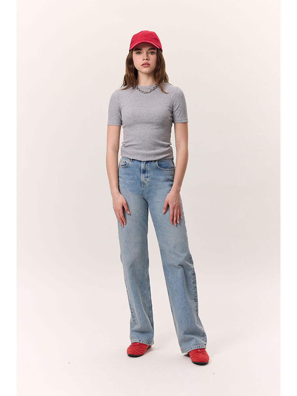 Kısa Kollu Rıbana Body Gri Melanj-4