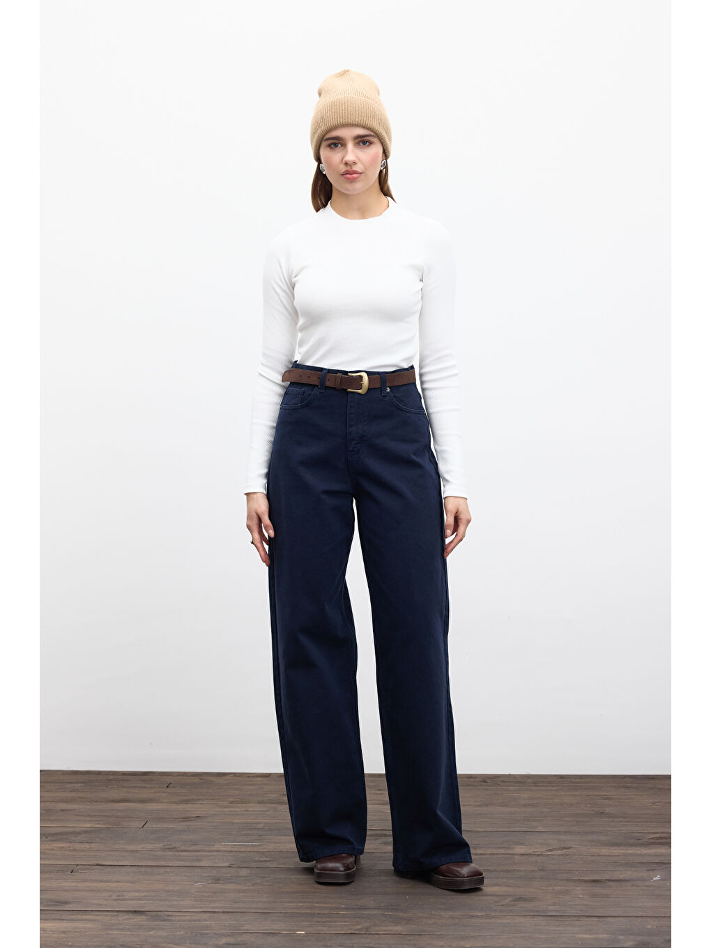 Gabardin Baggy Pantolon Lacivert-3