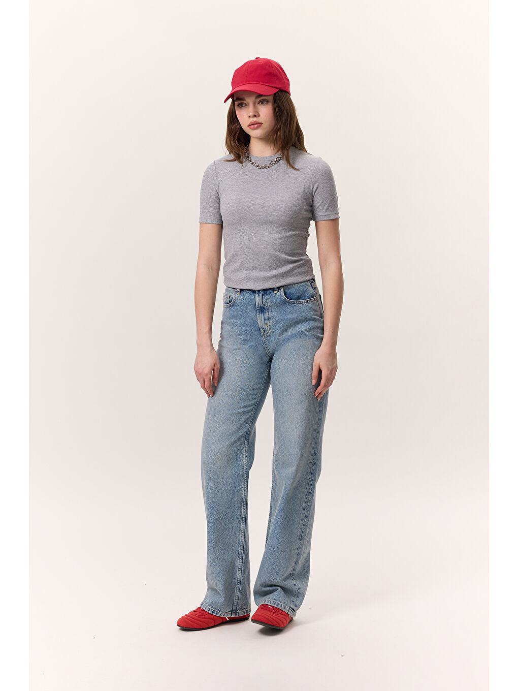 Kısa Kollu Rıbana Body Gri Melanj-5