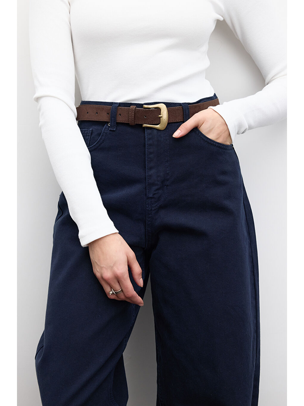 Gabardin Baggy Pantolon Lacivert-5