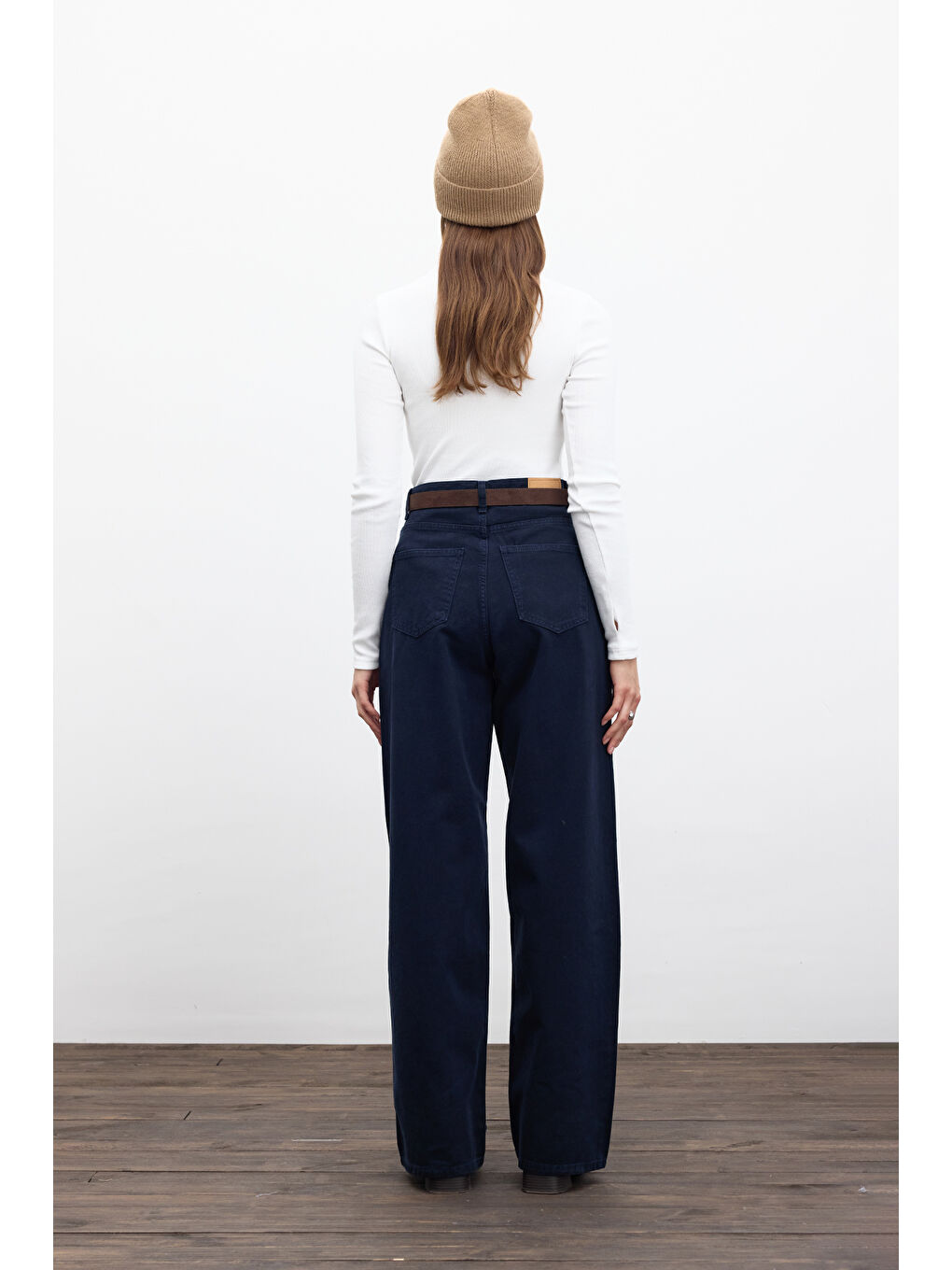 Gabardin Baggy Pantolon Lacivert-6