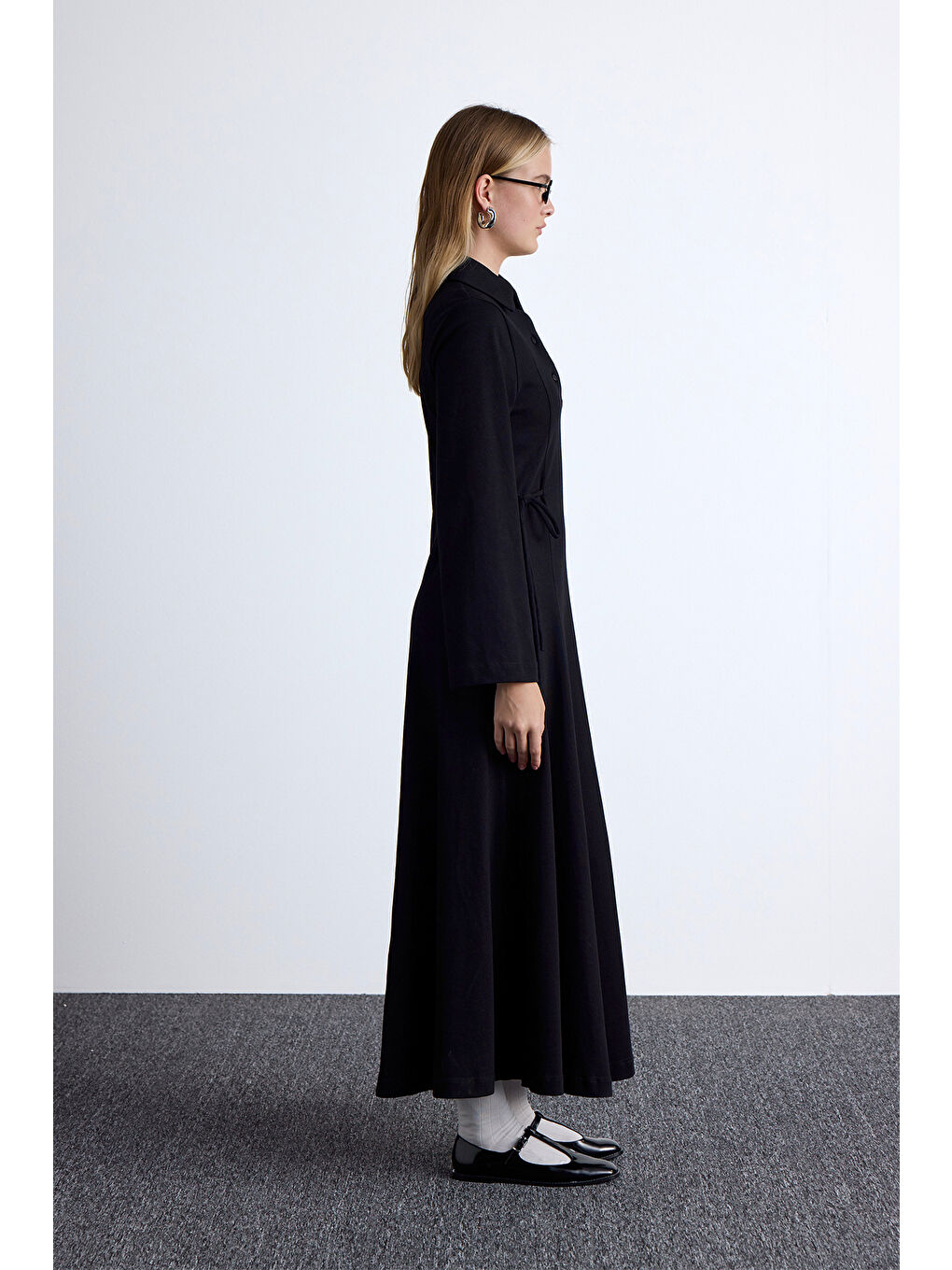 Premıum Örme Yakalı Elbise Siyah-4