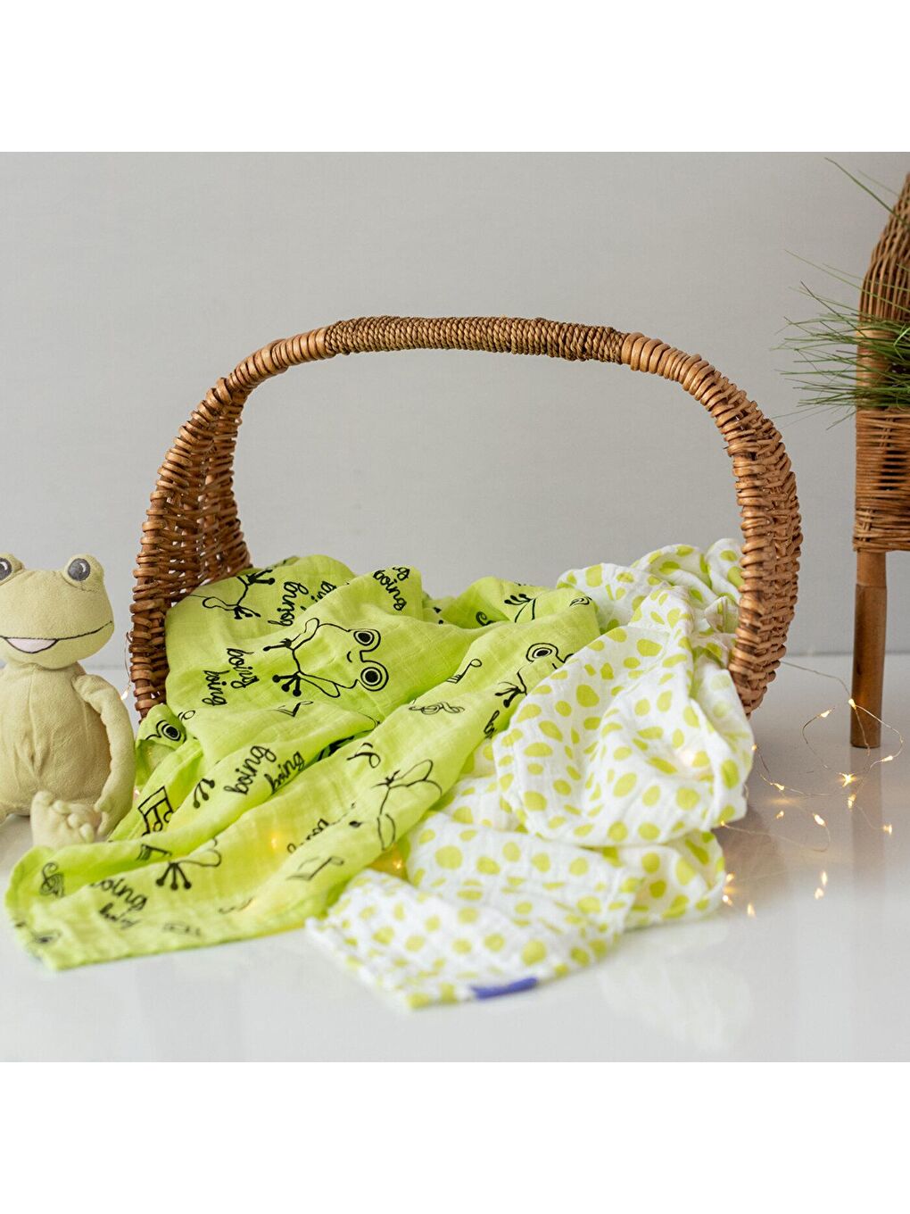 Yeşil Müslin Örtü 2'li Set Çaça Kurbağa-2