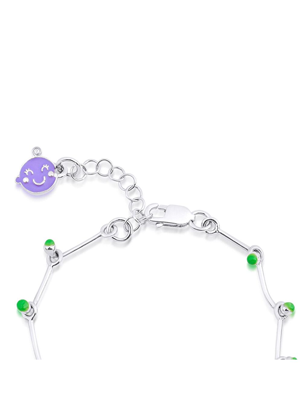 Yeşil Çaça Kurbağa Gümüş Küçük Çocuk Bileklik-2