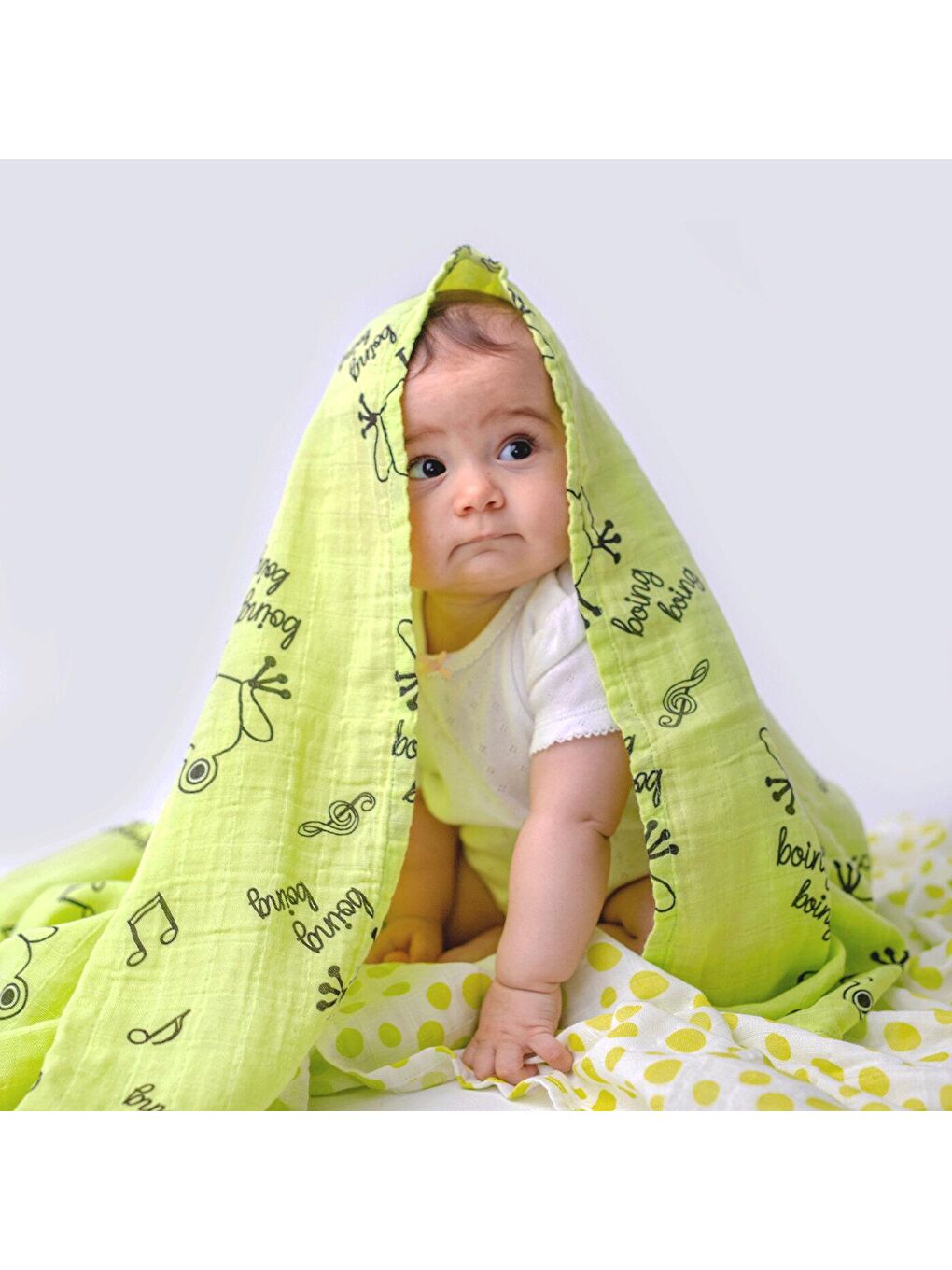 Yeşil Müslin Örtü 2'li Set Çaça Kurbağa-4