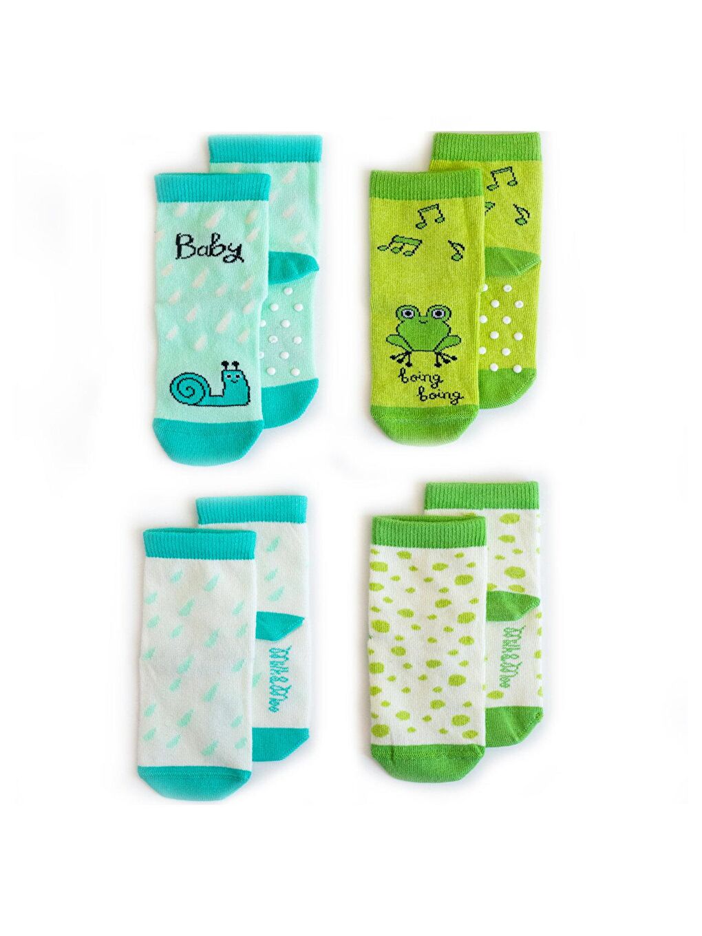 Karışık Bebek Çorabı 4'lü Set Çaça Kurbağa ile Sangaloz 0-12-1