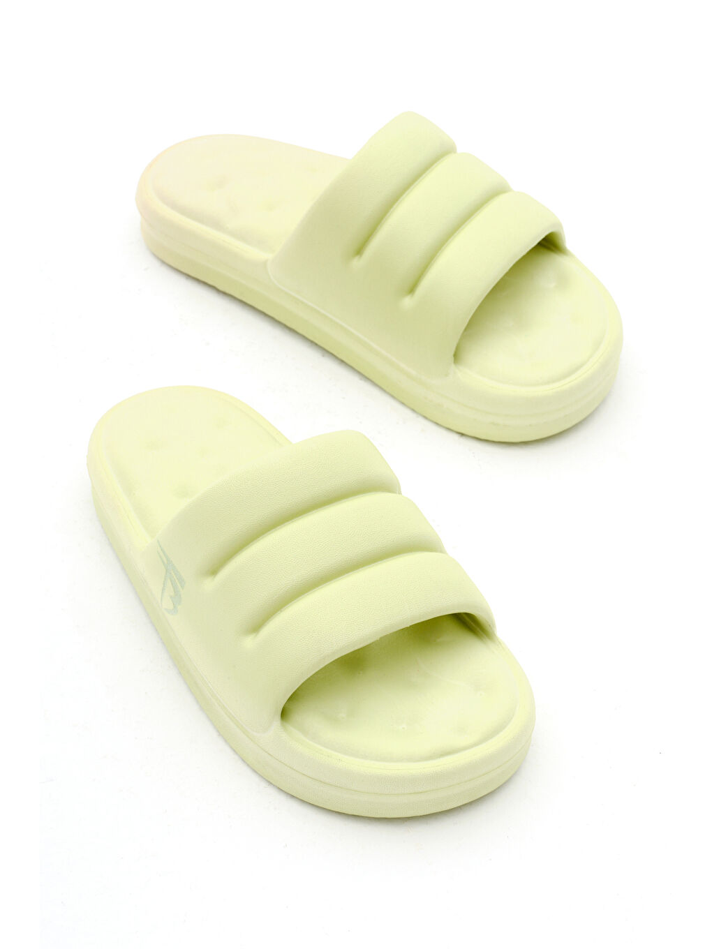 Kadın Çimen Yeşili Rahat Kalıp Dilimli Model Önü Açık Eva Terlik-2