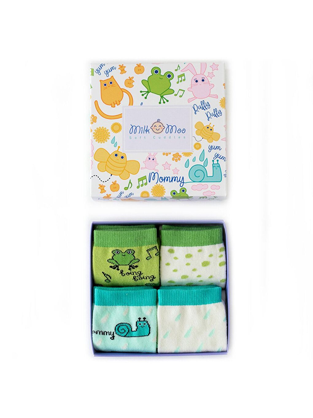 Karışık Bebek Çorabı 4'lü Set Çaça Kurbağa ile Sangaloz 0-12-3