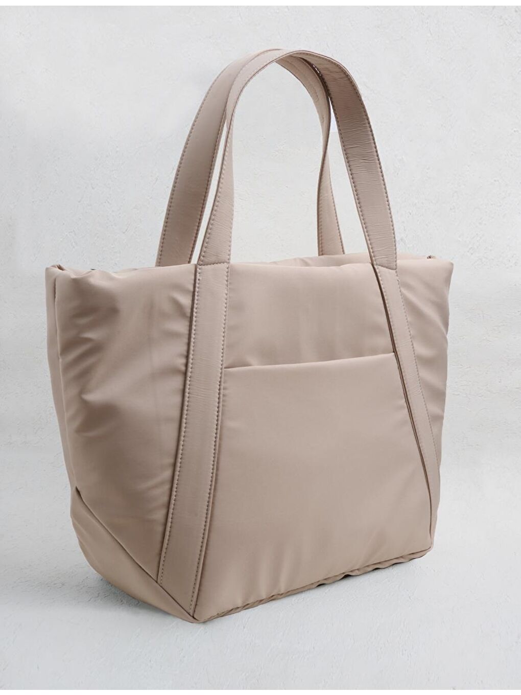 Bej Büyük Boy Paraşüt Kumaş Omuz Çantası