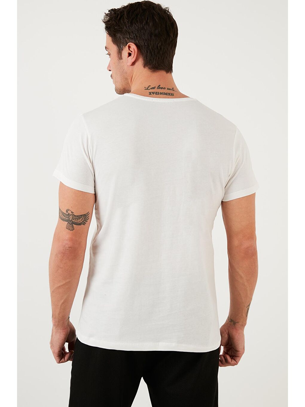 Ekru Baskılı %100 Pamuk Bisiklet Yaka Slim Fit Tişört 541PROCESS-4