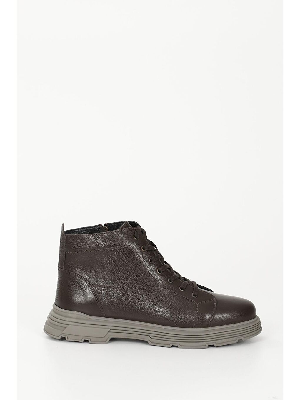 Kahverengi KAHVERENGİ  Hakiki Deri Yuvarlak Burun Kauçuk Taban Bağcıklı Fermuarlı Günlük Erkek Bot 42187-3