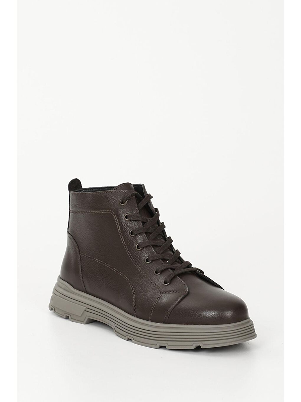 Kahverengi KAHVERENGİ  Hakiki Deri Yuvarlak Burun Kauçuk Taban Bağcıklı Fermuarlı Günlük Erkek Bot 42187-4