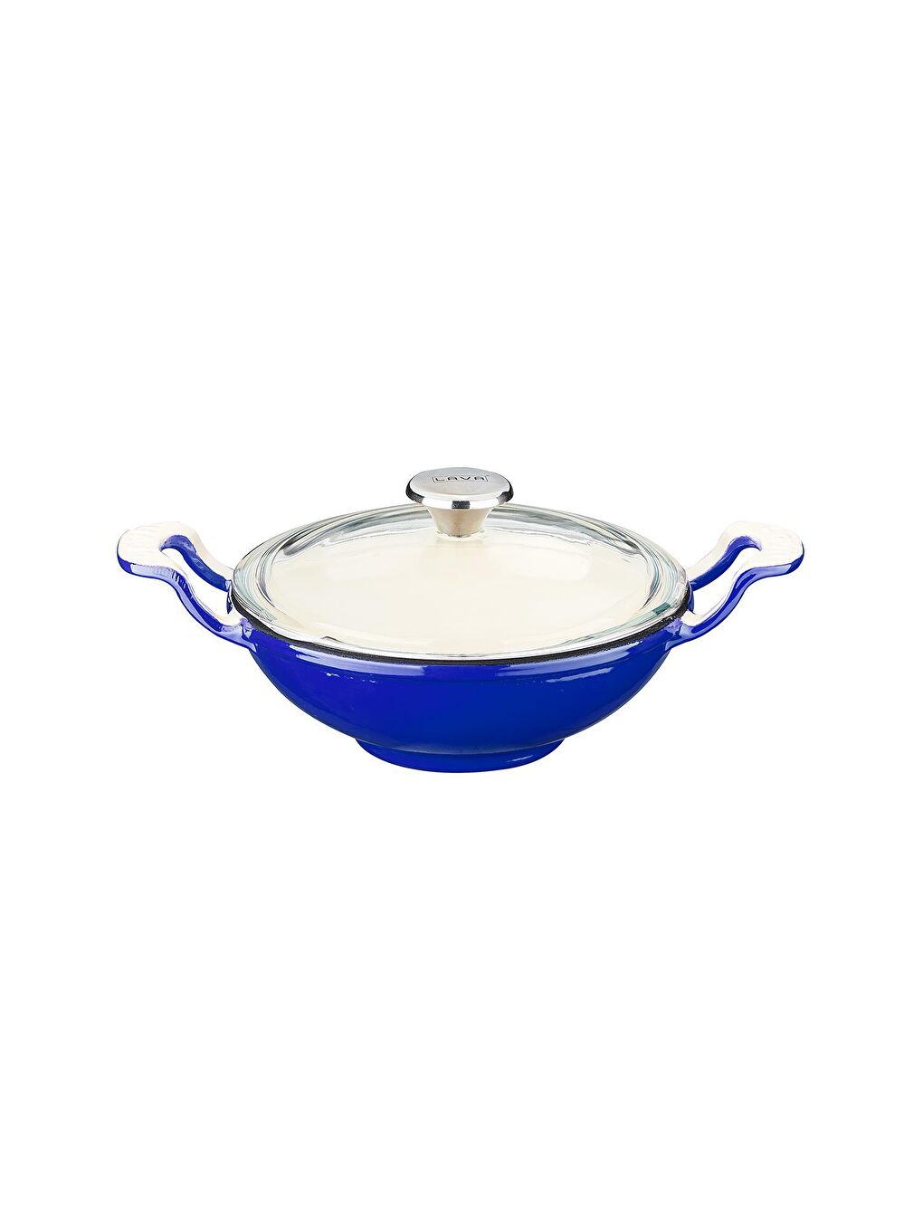 Mavi Mini Wok Yekpare Kulplu Cam Kapaklı Edition Serisi Çap(Ø)16cm.