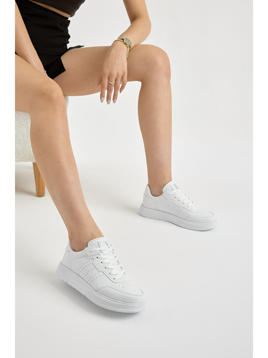 Unisex Beyaz Hafif Faylon Taban Bağcıklı Günlük Spor Ayakkabı-1