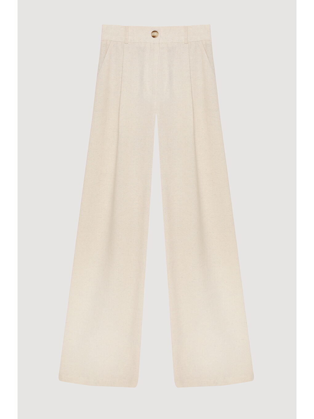 Bej Pile Detaylı Cepli Düz Pantolon Naturel-1